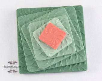 Polymer Clay Button (1), Green, Orange, 3.2 cm