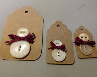 Rustic Look Snowman Tags - Set of Three