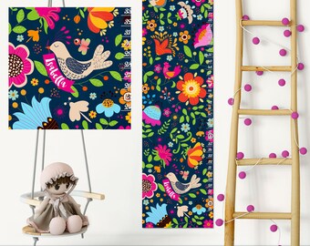 Personalized Nursery Decor Flowers Growth Chart Kids Height Chart Kids Growth Chart Wall Growth Chart Wall Height Chart Growth Chart Decal