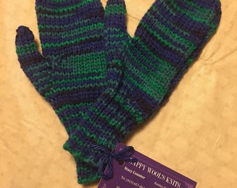 Hand knit merino wool mittens
