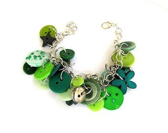 Mixed Green Button Bracelet FREE US Shipping