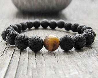 Lava rock bracelet Stacking bracelet Hipster bracelet Stretch bracelet Energy bracelet Gifts for dad Groomsmen gifts Best gifts for men