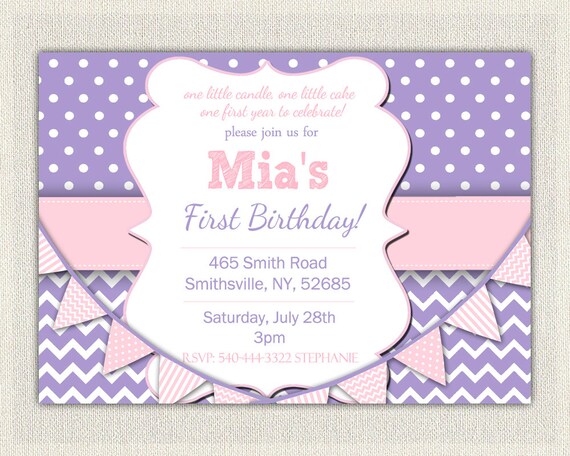 purple birthday invitation