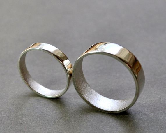 flat wedding rings wedding band set 6mm 37mm modern minimalist eco sterling silver jewellery jewelry custom handmade - Flat Wedding Rings flat wedding rings wedding band set 6mm 37mm modern minimalist eco sterling silver jewellery jewelry custom handmade - Flat Wedding Rings