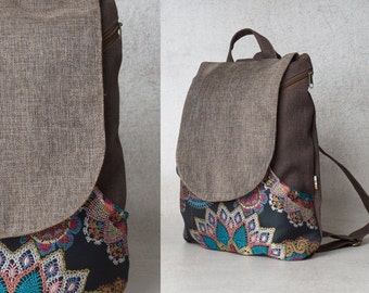 upcycled backpack, canvas backpack women, vegan backpack, college backpack, birthday gifts for her, gift for sister, gift for girlfriend