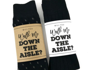 Will You Walk Me Down The Aisle Sock Wrapper, Father of the Bride Gift, Brother of the Bride Gift,Wedding Socks Wrapper, Wedding Socks Label