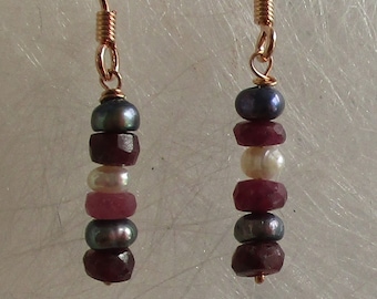 Ruby and Freshwater Pearl earrings