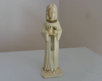 Vintage Plastic Girl Holy Communion Statue, Figurine,1950's - Catholic Statue - Religious Figurine - Religious Home Decor - Religious Statue