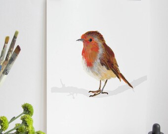 Robin Bird Print, Robin Print, Illustration Bird Print, Bird Art Print, Nature Print, Bird Print, Wall Print, Wildlife, Wildlife Art Print
