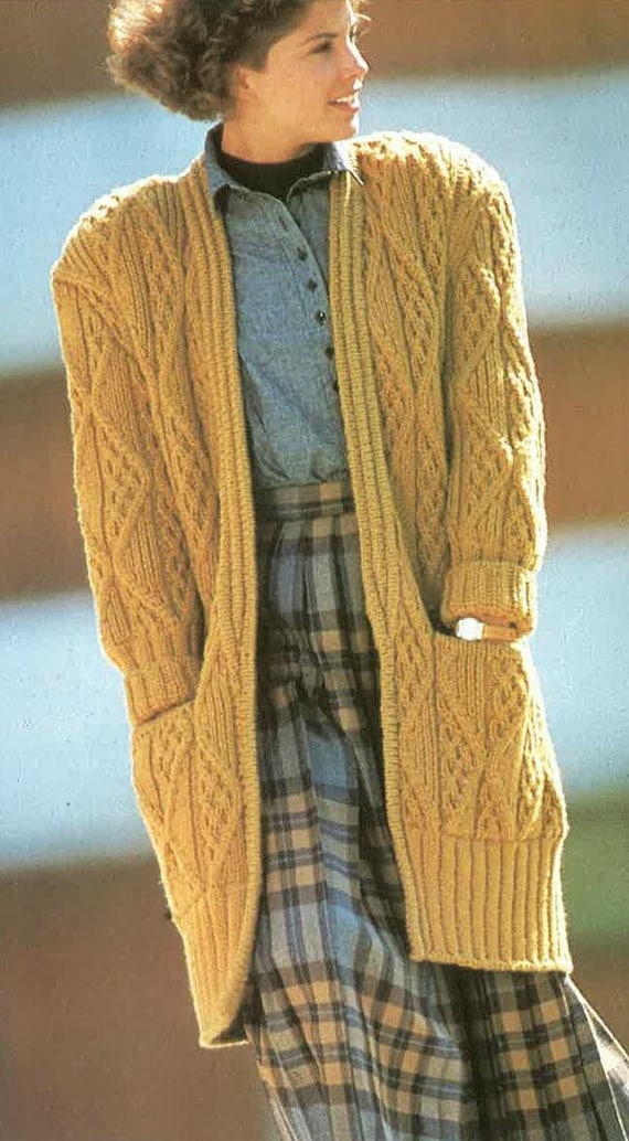 Long Chunky Stlye knitted Cardigan Pattern PDF No.0290 From