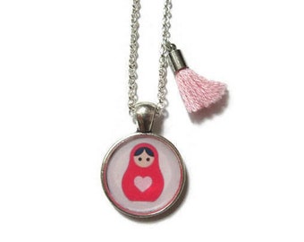 MATRYOSHKA DOLL NECKLACE - Russian Doll Jewelry - Babushka Jewelry - Russian Jewelry - Doll Jewelry - Romantic Jewelry - Girl Necklace - Kid
