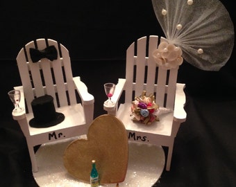 Nautical Wedding Cake Topper - Beach Wedding Cake