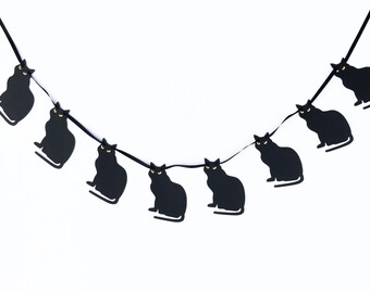 Black Cats Garland | Black Cats Banner | Halloween Garland | Halloween Banner | Halloween Decor | Halloween Decoration