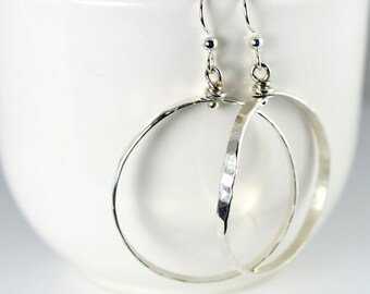 Hoop earrings, Sterling Silver Hoop, Modern, Sterling Silver Earrings, 70's inspired earrings, sterling earrings, Hoops, Organic, Nature