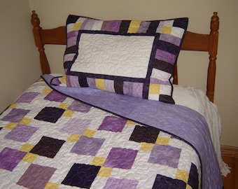 Twin Patchwork Quilted Bedding, Custom Twin Quilt, Made to Order Twin bedding,