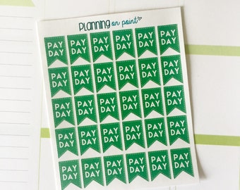 Pay Day Page Flags Planner Stickers