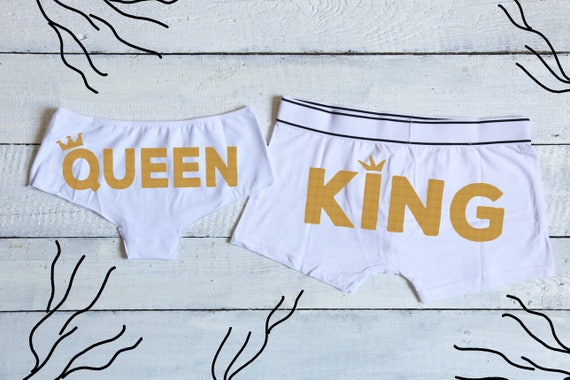 King Queen Boxers Couple Matching Boxers Underwear Briefs