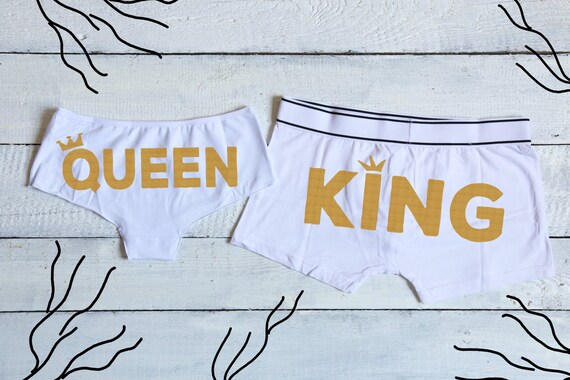 King and Queen Undies Set, Matching Underwear for Couples Gifts