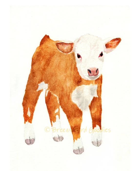 Download Watercolor Calf Print Watercolor Cow Baby Cow Print