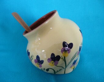 Salt pig Salt cellar Salt pot with spoon Salt piglet with wooden spoon Viola salt pot