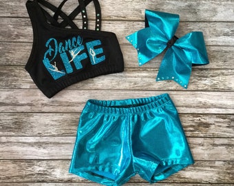 Girls Dancewear,Kids Dancewear,Girls Dance Set,Girls Dance Outfit,Dancewear,Dance Outfit,Dance Set,Dance Shorts,Dance Top,Activewear
