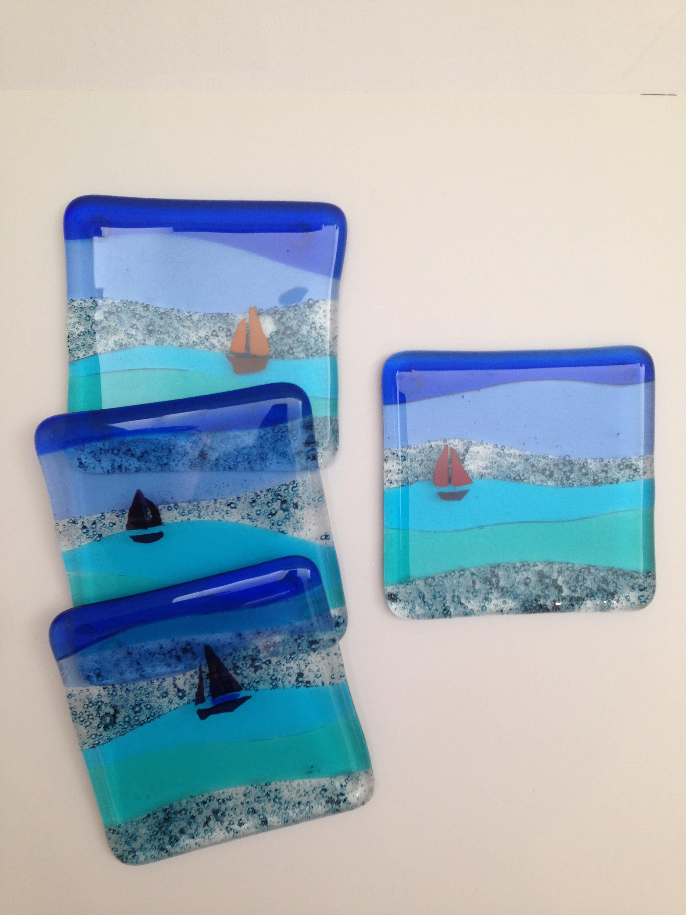 Fused Glass Seaside Coasters