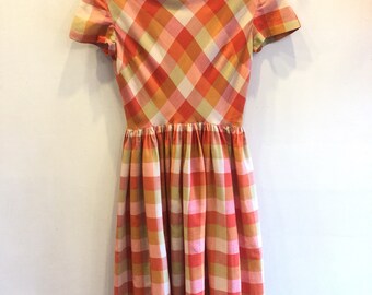 1950s Plaid Dress with Bow in back