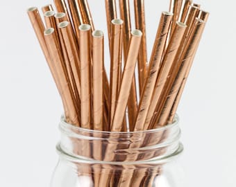 Rose Gold Foil Straws - 8 Inches - Perfect for Parties, Events, Birthdays, & More - Fast Shipping! Frozen Dessert Supplies