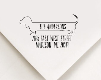 Dachshund Return Address Stamp, Custom Stamp, Self Inking Stamp, Doxie Address Stamp, Custom Address Stamp, Housewarming Gift, Realtor Gift