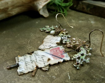 Echoes from the Past (no. 4) - Mixed Media Art Earrings