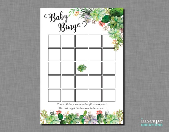 succulent baby shower bingo printable blank baby bingo game blank bingo card