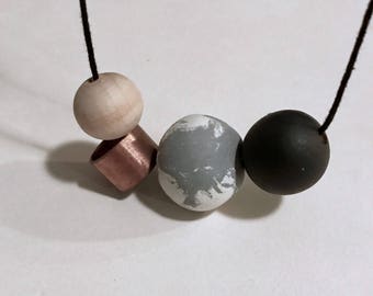 Handmade clay bead necklace