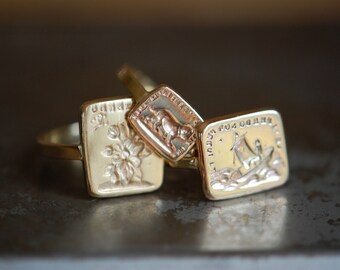 Victorian double-sided wax seal ring ∙ antique wax signet ring ∙ Jean Jean Cachet Collection