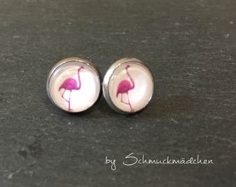 Earrings stainless steel Flamingo