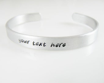 Hand Stamped Bracelet Customized Cuff Personalized Gift Custom Bracelet - 1/4" Wide Graduation Gift Bulk Discount