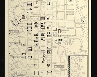 Dallas Map Dallas Street Map Wall Art City Texas Original