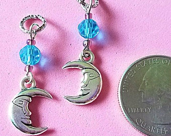 Hearing Aid Charms: Silver Plated Moons with Glass Accent Beads! Also available as a matching mother daughter sets!
