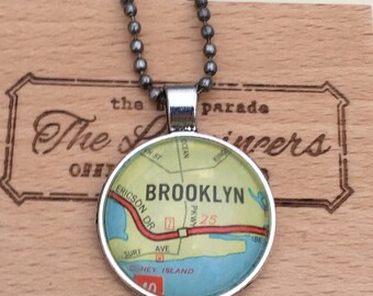 Brooklyn, NY Vintage Map Pendant