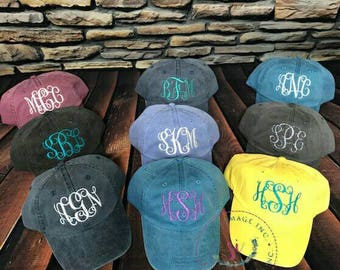 Embroidered Hat, Monogrammed Hat, Distressed Hat, Personalized Hat, Custom Hat, Unstructured Hat