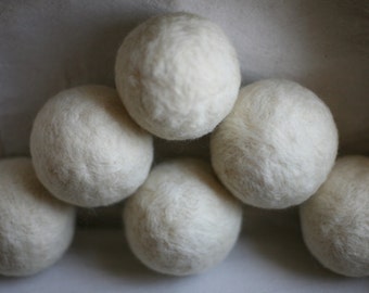 Wool Dryer Balls set of 6, Needle Felted Wool, Wool Dryer Ball, Baseball Dryer Ball, Felted Wool Ball, Felted Cat Toy, Felted Baby Toy