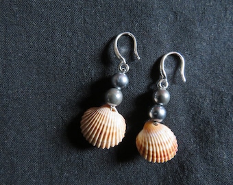 Pearls and shell earrings