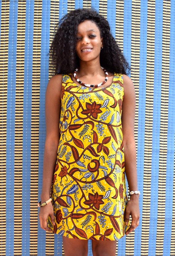 Robe en wax robe courte robe droite et ajustée robe été