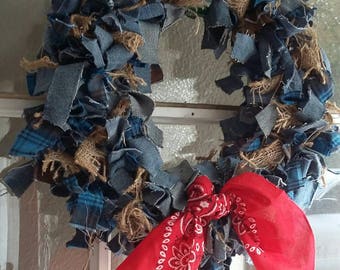 Denim & Flannel Burlap Wreath
