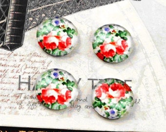 2 cabochon round 12 mm flower