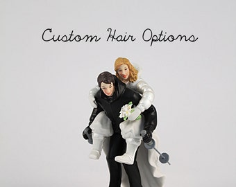 Winter Skiing Bride and Groom Wedding Cake Topper - Custom Wedding Cake Topper - Personalized - Porcelain Wedding Cake Topper - Winter