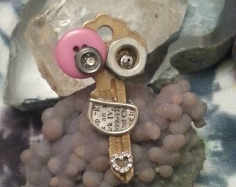 happy hippie upcycled key pendant