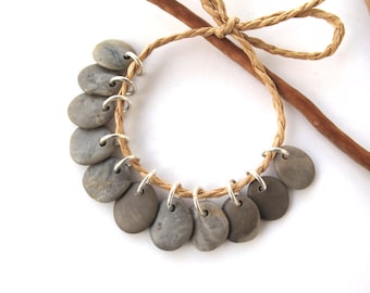 Rock Beads Small Mediterranean Natural Stone River Stone Jewelry Supplies Pairs Small GRAY CHARMS 13 mm