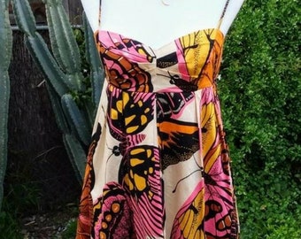 Vintage 90's Betsey Johnson A-line dress with insane butterfly print size 8