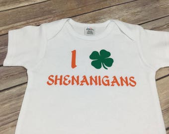 SALE! SHENANIGANS SHAMROCK size 6-12 months short sleeve onesie