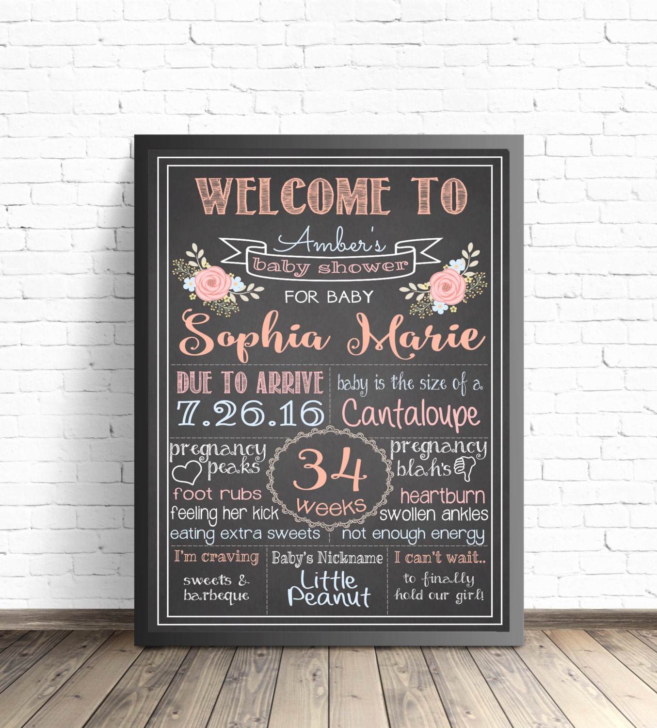 Gender Neutral Baby Shower Chalkboard Sign / Shabby Chic